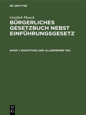 cover image of Einleitung und Allgemeiner Teil